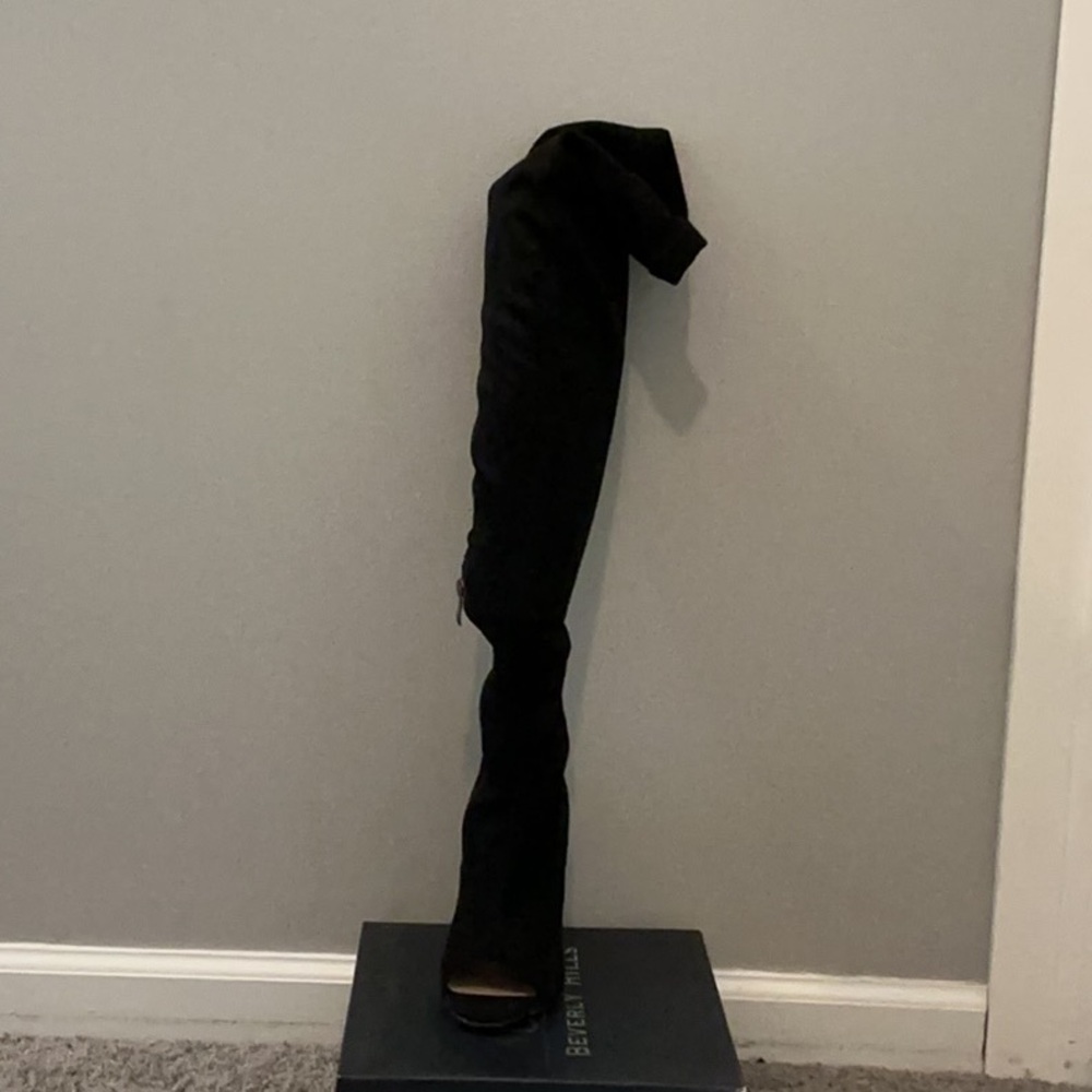 Black Over-the-Knee Boots Open toe